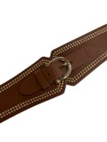 CINTO LARGO CASTANHO COM TACHAS DOURADAS RINASCIMENTO