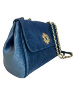 MALA EM VELUDO AZUL COM CORRENTE DOURADA RINASCIMENTO - Image 3