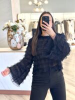 BLUSA PRETA DE RENDA PONTO CHIC