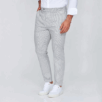 CALÇA PATA DE GALO BRANCO E CINZA SLIM FIT ZOLF