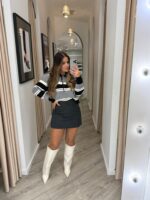 SAIA CINZA EM TECIDO TEXTURADO PONTO CHIC