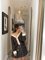 CARDIGAN CASTANHO COM DETALHE BEGE PONTO CHIC - Image 3