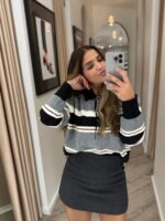 CAMISOLA ÀS RISCAS CINZA E PRETA PONTO CHIC - Image 2