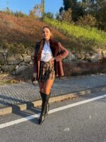 SAIA CALÇÃO XADREZ CASTANHA COM BOTÕES RINASCIMENTO