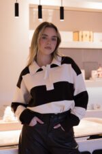 POLO CASTANHO E BEGE PONTO CHIC