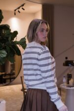 CASACO DE RISCA CREME E CASTANHA PONTO CHIC - Image 4