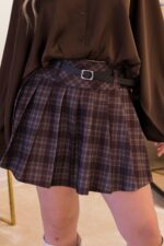 SAIA  XADREZ CASTANHA COM CINTO PONTO CHIC - Image 3