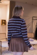 CASACO DE RISCA AZUL E CASTANHA PONTO CHIC - Image 5