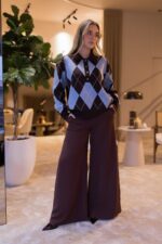 CAMISOLA LOSANGOS AZUL E CASTANHA PONTO CHIC - Image 2