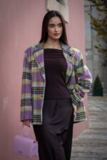BLAZER PADRÃO TARTAN LILÁS E AMARELO DIXIE - Image 4
