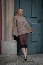 SAIA MIDI CASTANHA COM RENDA PONTO CHIC - Image 2