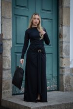 SAIA PRETA COM DRAPEADO E ARGOLA DOURADA IMPERIAL