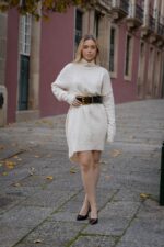 VESTIDO DE MALHA CRU COM MANGUITOS DIXIE