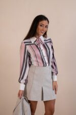 CAMISA ÀS RISCAS ROSA, BRANCO E PRETO SAHOCO