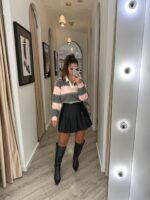 SAIA PLISSADA CINZA COM CINTO ENTRANÇADO PONTO CHIC - Image 2