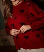 MALHA TRICOT VERMELHA COM LAÇOS RUGA - Image 3