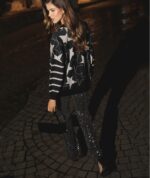 MALHA TRICOT PRETA COM ESTRELAS PRATEADAS - Image 4