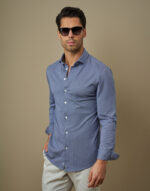 CAMISA STRETCH EASY IRON ESPINHA  AZUL ZOLF
