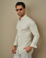 CAMISA STRETCH EASY IRON ESPINHA BEGE ZOLF