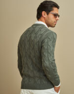 CAMISOLA TRICOT COM RISCAS E TRANÇA VERDE MILITAR ZOLF - Image 2