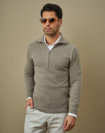 CAMISOLA TRICOT GOLA E FECHO TAUPE ZOLF