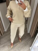 CALÇA FLUIDA BEGE COM CINTURA ELÁSTICA PONTO CHIC - Image 3