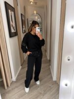 CALÇA FLUIDA COM CINTURA ELÁSTICA PRETA PONTO CHIC - Image 2