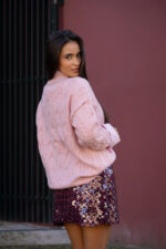 CAMISOLA DE MALHA ROSA COM DECOTE EM V E DETALHE BRILHANTE PONTO CHIC - Image 4