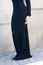 VESTIDO PRETO DRAPEADO COM BRILHOS PONTO CHIC - Image 5