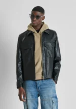 CASACO BOMBER PRETO EM EFEITO CROCO ANTONY MORATO