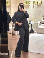 CONJUNTO CINZA COM BLAZER E CALÇA ALFAIATARIA PONTO CHIC