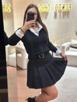 SAIA CALÇÃO PRETA PLISSADA PONTO CHIC - Image 3