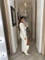 VESTIDO EM VELUDO BEGE COM ARGOLA DIXIE - Image 3