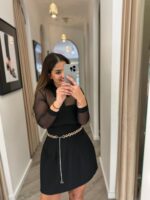 VESTIDO PRETO COM MANGAS EM TULE E CINTO IMPERIAL - Image 8