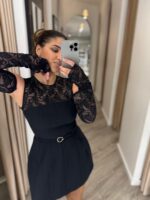 VESTIDO PRETO COM RENDA E MANGAS AMOVÍVEIS IMPERIAL - Image 4