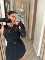 VESTIDO PRETO COM RENDA E MANGAS AMOVÍVEIS IMPERIAL