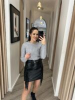 CAMISOLA DE MALHA CANELADA COM TRANÇAS CINZA PONTO CHIC - Image 2