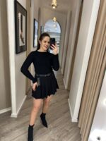 CAMISOLA DE MALHA CANELADA COM TRANÇAS PRETA PONTO CHIC - Image 2