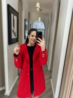 CASACO COM LAPELA CLÁSSICA E BOTÕES DOURADOS VERMELHO PONTO CHIC - Image 3