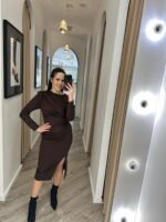 VESTIDO COM DRAPEADO CASTANHO PONTO CHIC - Image 2