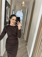 VESTIDO COM DRAPEADO CASTANHO PONTO CHIC - Image 4