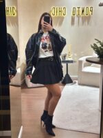 SAIA PLISSADA PRETA COM CINTO DUPLO PONTO CHIC - Image 2