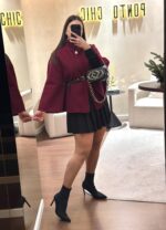 CAPA COM CINTO E GOLA ESTRUTURADA BORDÔ PONTO CHIC - Image 3