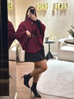 CAPA COM CINTO E GOLA ESTRUTURADA BORDÔ PONTO CHIC - Image 2