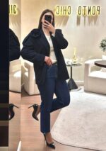 CALÇA DE GANGA WIDE LEG COM BAINHA DESFIADA PONTO CHIC