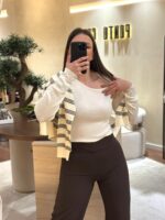 CAMISOLA DE MALHA CRU COM RECORTE NO OMBRO PONTO CHIC