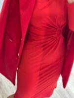 VESTIDO COM DRAPEADO E ARGOLA DECORATIVA VERMELHO PONTO CHIC - Image 5