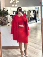 VESTIDO COM DRAPEADO E ARGOLA DECORATIVA VERMELHO PONTO CHIC - Image 4