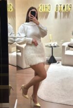 VESTIDO PÉROLA COM FRANJAS E COSTAS ABERTAS DIXIE