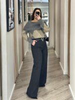 CAMISOLA DE MALHA PADRÃO LOSANGOS CINZA PONTO CHIC - Image 4